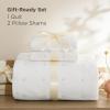 imageBedsure 100 Cotton Quilt Set  Queen Size Bedspread Lightweight Soft Bed Coverlet PureWoven 3Piece Cozy Stitching Comforter with 2 Pillow Shams in Embroidery Clover Pattern 90x96 in Linen Beige07  White  Four Leaf Clover