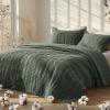imageBedsure 100 Cotton Quilt Set  Queen Size Bedspread Lightweight Soft Bed Coverlet PureWoven 3Piece Cozy Stitching Comforter with 2 Pillow Shams in Embroidery Clover Pattern 90x96 in Linen Beige01  Olive Green  Tribal Geometry