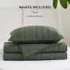 imageBedsure 100 Cotton Quilt Set  Queen Size Bedspread Lightweight Soft Bed Coverlet PureWoven 3Piece Cozy Stitching Comforter with 2 Pillow Shams in Embroidery Clover Pattern 90x96 in Linen Beige01  Olive Green  Tribal Geometry