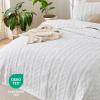 imageBedsure 100 Cotton Quilt Set  Queen Size Bedspread Lightweight Soft Bed Coverlet PureWoven 3Piece Cozy Stitching Comforter with 2 Pillow Shams in Embroidery Clover Pattern 90x96 in Linen Beige07  White  Tribal Geometry