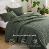 imageBedsure 100 Cotton Quilt Set  Queen Size Bedspread Lightweight Soft Bed Coverlet PureWoven 3Piece Cozy Stitching Comforter with 2 Pillow Shams in Embroidery Clover Pattern 90x96 in Linen Beige01  Olive Green  Tribal Geometry