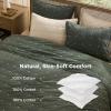 imageBedsure 100 Cotton Quilt Set  Queen Size Bedspread Lightweight Soft Bed Coverlet PureWoven 3Piece Cozy Stitching Comforter with 2 Pillow Shams in Embroidery Clover Pattern 90x96 in Linen Beige05  Olive Green  Four Leaf Clover