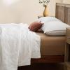 imageBedsure 100 Cotton Quilt Set  Queen Size Bedspread Lightweight Soft Bed Coverlet PureWoven 3Piece Cozy Stitching Comforter with 2 Pillow Shams in Embroidery Clover Pattern 90x96 in Linen Beige07  White  Four Leaf Clover