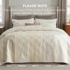 imageBedsure 100 Cotton Quilt Set  Queen Size Bedspread Lightweight Soft Bed Coverlet PureWoven 3Piece Cozy Stitching Comforter with 2 Pillow Shams in Embroidery Clover Pattern 90x96 in Linen Beige11  Beige Checker