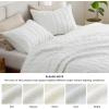 imageBedsure 100 Cotton Quilt Set  Queen Size Bedspread Lightweight Soft Bed Coverlet PureWoven 3Piece Cozy Stitching Comforter with 2 Pillow Shams in Embroidery Clover Pattern 90x96 in Linen Beige07  White  Tribal Geometry