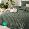 imageBedsure 100 Cotton Quilt Set  Queen Size Bedspread Lightweight Soft Bed Coverlet PureWoven 3Piece Cozy Stitching Comforter with 2 Pillow Shams in Embroidery Clover Pattern 90x96 in Linen Beige01  Olive Green  Tribal Geometry