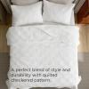 imageBedsure 100 Cotton Quilt Set  Queen Size Bedspread Lightweight Soft Bed Coverlet PureWoven 3Piece Cozy Stitching Comforter with 2 Pillow Shams in Embroidery Clover Pattern 90x96 in Linen Beige09  White Checker