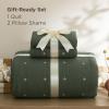 imageBedsure 100 Cotton Quilt Set  Queen Size Bedspread Lightweight Soft Bed Coverlet PureWoven 3Piece Cozy Stitching Comforter with 2 Pillow Shams in Embroidery Clover Pattern 90x96 in Linen Beige05  Olive Green  Four Leaf Clover