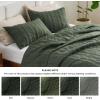 imageBedsure 100 Cotton Quilt Set  Queen Size Bedspread Lightweight Soft Bed Coverlet PureWoven 3Piece Cozy Stitching Comforter with 2 Pillow Shams in Embroidery Clover Pattern 90x96 in Linen Beige01  Olive Green  Tribal Geometry