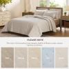 imageBedsure 100 Cotton Quilt Set  Queen Size Bedspread Lightweight Soft Bed Coverlet PureWoven 3Piece Cozy Stitching Comforter with 2 Pillow Shams in Embroidery Clover Pattern 90x96 in Linen Beige06  Linen Beige  Four Leaf Clover
