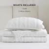 imageBedsure 100 Cotton Quilt Set  Queen Size Bedspread Lightweight Soft Bed Coverlet PureWoven 3Piece Cozy Stitching Comforter with 2 Pillow Shams in Embroidery Clover Pattern 90x96 in Linen Beige07  White  Tribal Geometry