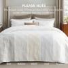 imageBedsure 100 Cotton Quilt Set  Queen Size Bedspread Lightweight Soft Bed Coverlet PureWoven 3Piece Cozy Stitching Comforter with 2 Pillow Shams in Embroidery Clover Pattern 90x96 in Linen Beige09  White Checker