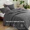 imageBedsure 100 Cotton Quilt Set  Queen Size Bedspread Lightweight Soft Bed Coverlet PureWoven 3Piece Cozy Stitching Comforter with 2 Pillow Shams in Embroidery Clover Pattern 90x96 in Linen Beige04  Grey  Tribal Geometry