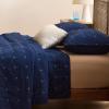 imageBedsure 100 Cotton Quilt Set  Queen Size Bedspread Lightweight Soft Bed Coverlet PureWoven 3Piece Cozy Stitching Comforter with 2 Pillow Shams in Embroidery Clover Pattern 90x96 in Linen Beige08  Navy Blue  Four Leaf Clover