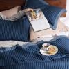 imageBedsure Quilts Queen Size  Queen Quilt Bedding Set Bedspread Coverlet Comforter Lightweight Neutral Striped Bedding 3Piece Set with 90x96 Coverlet amp 2 Pillow Shams AllSeason Soft Microfiber08  Navy Contrast Border