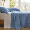 imageBedsure Quilts Queen Size  Queen Quilt Bedding Set Bedspread Coverlet Comforter Lightweight Neutral Striped Bedding 3Piece Set with 90x96 Coverlet amp 2 Pillow Shams AllSeason Soft Microfiber03  Blue Solid Border