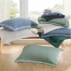 imageBedsure Quilts Queen Size  Queen Quilt Bedding Set Bedspread Coverlet Comforter Lightweight Neutral Striped Bedding 3Piece Set with 90x96 Coverlet amp 2 Pillow Shams AllSeason Soft Microfiber09  Blue Contrast Border