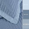 imageBedsure Quilts Queen Size  Queen Quilt Bedding Set Bedspread Coverlet Comforter Lightweight Neutral Striped Bedding 3Piece Set with 90x96 Coverlet amp 2 Pillow Shams AllSeason Soft Microfiber09  Blue Contrast Border