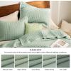 imageBedsure Quilts Queen Size  Queen Quilt Bedding Set Bedspread Coverlet Comforter Lightweight Neutral Striped Bedding 3Piece Set with 90x96 Coverlet amp 2 Pillow Shams AllSeason Soft Microfiber10  Green Contrast Border