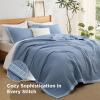 imageBedsure Quilts Queen Size  Queen Quilt Bedding Set Bedspread Coverlet Comforter Lightweight Neutral Striped Bedding 3Piece Set with 90x96 Coverlet amp 2 Pillow Shams AllSeason Soft Microfiber09  Blue Contrast Border