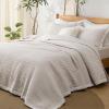 imageBedsure Quilts Queen Size  Queen Quilt Bedding Set Bedspread Coverlet Comforter Lightweight Neutral Striped Bedding 3Piece Set with 90x96 Coverlet amp 2 Pillow Shams AllSeason Soft Microfiber07  Linen Contrast Border