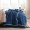 imageBedsure Quilts Queen Size  Queen Quilt Bedding Set Bedspread Coverlet Comforter Lightweight Neutral Striped Bedding 3Piece Set with 90x96 Coverlet amp 2 Pillow Shams AllSeason Soft Microfiber08  Navy Contrast Border