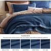 imageBedsure Quilts Queen Size  Queen Quilt Bedding Set Bedspread Coverlet Comforter Lightweight Neutral Striped Bedding 3Piece Set with 90x96 Coverlet amp 2 Pillow Shams AllSeason Soft Microfiber08  Navy Contrast Border