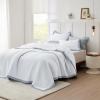 imageBedsure Quilts Queen Size  Queen Quilt Bedding Set Bedspread Coverlet Comforter Lightweight Neutral Striped Bedding 3Piece Set with 90x96 Coverlet amp 2 Pillow Shams AllSeason Soft Microfiber04  White Striped Border