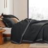 imageBedsure Quilts Queen Size  Queen Quilt Bedding Set Bedspread Coverlet Comforter Lightweight Neutral Striped Bedding 3Piece Set with 90x96 Coverlet amp 2 Pillow Shams AllSeason Soft Microfiber11  Black Contrast Border