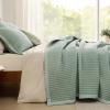 imageBedsure Quilts Queen Size  Queen Quilt Bedding Set Bedspread Coverlet Comforter Lightweight Neutral Striped Bedding 3Piece Set with 90x96 Coverlet amp 2 Pillow Shams AllSeason Soft Microfiber10  Green Contrast Border