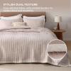 imageBedsure Quilts Queen Size  Queen Quilt Bedding Set Bedspread Coverlet Comforter Lightweight Neutral Striped Bedding 3Piece Set with 90x96 Coverlet amp 2 Pillow Shams AllSeason Soft Microfiber12  Sepia Rose Contrast Border