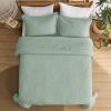 imageBedsure Quilts Queen Size  Queen Quilt Bedding Set Bedspread Coverlet Comforter Lightweight Neutral Striped Bedding 3Piece Set with 90x96 Coverlet amp 2 Pillow Shams AllSeason Soft Microfiber04  Green Solid Border