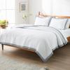 imageBedsure Quilts Queen Size  Queen Quilt Bedding Set Bedspread Coverlet Comforter Lightweight Neutral Striped Bedding 3Piece Set with 90x96 Coverlet amp 2 Pillow Shams AllSeason Soft Microfiber13  White Contrast Border
