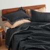 imageBedsure Quilts Queen Size  Queen Quilt Bedding Set Bedspread Coverlet Comforter Lightweight Neutral Striped Bedding 3Piece Set with 90x96 Coverlet amp 2 Pillow Shams AllSeason Soft Microfiber11  Black Contrast Border