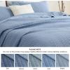 imageBedsure Quilts Queen Size  Queen Quilt Bedding Set Bedspread Coverlet Comforter Lightweight Neutral Striped Bedding 3Piece Set with 90x96 Coverlet amp 2 Pillow Shams AllSeason Soft Microfiber09  Blue Contrast Border