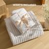 imageBedsure Quilts Queen Size  Queen Quilt Bedding Set Bedspread Coverlet Comforter Lightweight Neutral Striped Bedding 3Piece Set with 90x96 Coverlet amp 2 Pillow Shams AllSeason Soft Microfiber07  Linen Contrast Border