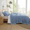 imageBedsure Quilts Queen Size  Queen Quilt Bedding Set Bedspread Coverlet Comforter Lightweight Neutral Striped Bedding 3Piece Set with 90x96 Coverlet amp 2 Pillow Shams AllSeason Soft Microfiber09  Blue Contrast Border