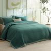 imageBedsure Quilts Queen Size  Queen Quilt Bedding Set Bedspread Coverlet Comforter Lightweight Neutral Striped Bedding 3Piece Set with 90x96 Coverlet amp 2 Pillow Shams AllSeason Soft Microfiber06  Dark Green Contrast Border