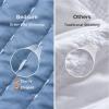 imageBedsure Quilts Queen Size  Queen Quilt Bedding Set Bedspread Coverlet Comforter Lightweight Neutral Striped Bedding 3Piece Set with 90x96 Coverlet amp 2 Pillow Shams AllSeason Soft Microfiber03  Blue Solid Border