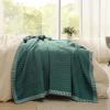imageBedsure Quilts Queen Size  Queen Quilt Bedding Set Bedspread Coverlet Comforter Lightweight Neutral Striped Bedding 3Piece Set with 90x96 Coverlet amp 2 Pillow Shams AllSeason Soft Microfiber06  Dark Green Contrast Border