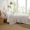 imageBedsure Quilts Queen Size  Queen Quilt Bedding Set Bedspread Coverlet Comforter Lightweight Neutral Striped Bedding 3Piece Set with 90x96 Coverlet amp 2 Pillow Shams AllSeason Soft Microfiber07  Linen Contrast Border