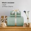 imageBedsure Quilts Queen Size  Queen Quilt Bedding Set Bedspread Coverlet Comforter Lightweight Neutral Striped Bedding 3Piece Set with 90x96 Coverlet amp 2 Pillow Shams AllSeason Soft Microfiber04  Green Solid Border