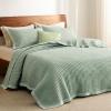 imageBedsure Quilts Queen Size  Queen Quilt Bedding Set Bedspread Coverlet Comforter Lightweight Neutral Striped Bedding 3Piece Set with 90x96 Coverlet amp 2 Pillow Shams AllSeason Soft Microfiber10  Green Contrast Border
