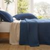 imageBedsure Quilts Queen Size  Queen Quilt Bedding Set Bedspread Coverlet Comforter Lightweight Neutral Striped Bedding 3Piece Set with 90x96 Coverlet amp 2 Pillow Shams AllSeason Soft Microfiber02  Navy Solid Border