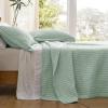 imageBedsure Quilts Queen Size  Queen Quilt Bedding Set Bedspread Coverlet Comforter Lightweight Neutral Striped Bedding 3Piece Set with 90x96 Coverlet amp 2 Pillow Shams AllSeason Soft Microfiber04  Green Solid Border
