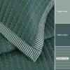 imageBedsure Quilts Queen Size  Queen Quilt Bedding Set Bedspread Coverlet Comforter Lightweight Neutral Striped Bedding 3Piece Set with 90x96 Coverlet amp 2 Pillow Shams AllSeason Soft Microfiber06  Dark Green Contrast Border