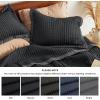 imageBedsure Quilts Queen Size  Queen Quilt Bedding Set Bedspread Coverlet Comforter Lightweight Neutral Striped Bedding 3Piece Set with 90x96 Coverlet amp 2 Pillow Shams AllSeason Soft Microfiber11  Black Contrast Border