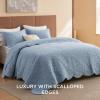 imageBedsure Quilts Queen Size  StitchFree Ultrasonic Quilting Lightweight Olive Green Comforter AllSeason Bedspread amp Coverlet Modern Floral Pattern Soft 3 Piece Machine Washable Bedding 90 x 96  StitchFree Quilting Ultra Soft Lightweight Machine Washable PetFriendly22  Mineral Blue  Leaf