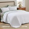 imageBedsure Quilts Queen Size  StitchFree Ultrasonic Quilting Lightweight Olive Green Comforter AllSeason Bedspread amp Coverlet Modern Floral Pattern Soft 3 Piece Machine Washable Bedding 90 x 96  StitchFree Quilting Ultra Soft Lightweight Machine Washable PetFriendly01  Bright White  Clover