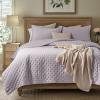 imageBedsure Quilts Queen Size  StitchFree Ultrasonic Quilting Lightweight Olive Green Comforter AllSeason Bedspread amp Coverlet Modern Floral Pattern Soft 3 Piece Machine Washable Bedding 90 x 96  StitchFree Quilting Ultra Soft Lightweight Machine Washable PetFriendly18  Purple  Clover